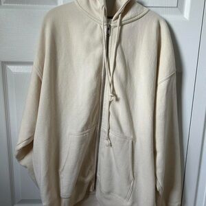 Brandy Melville Cream Zip Up Hoodie Jacket